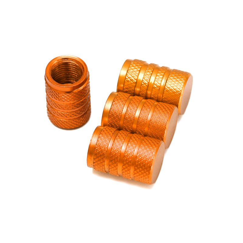 Set de 4 bouchons de valves orange aluminium CNC