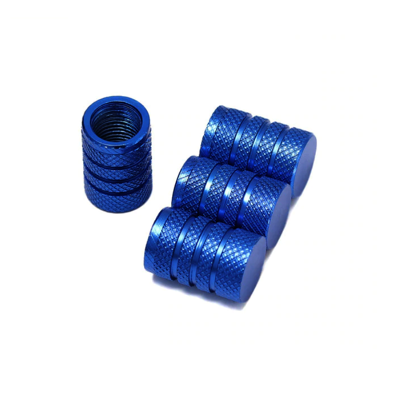 Set de 4 bouchons de valves bleu saphir aluminium CNC