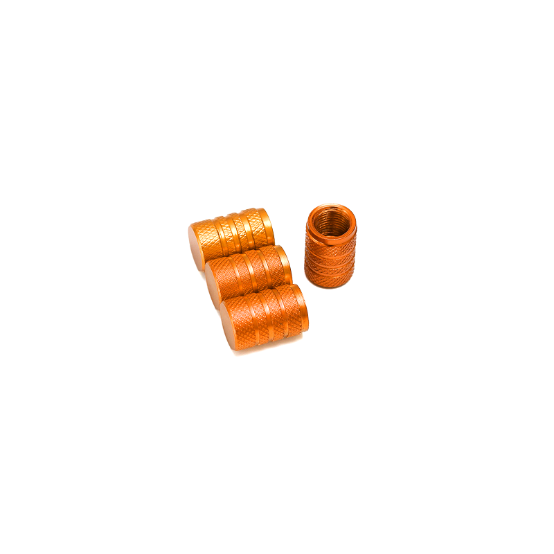 Bouchons de valves orange aluminium CNC