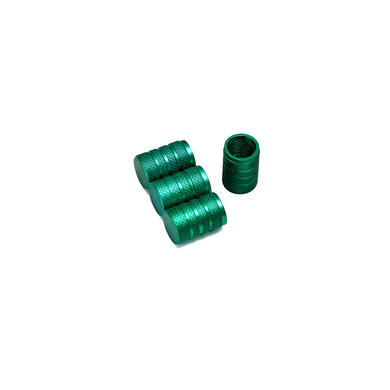 Bouchons de valves vert aluminium CNC