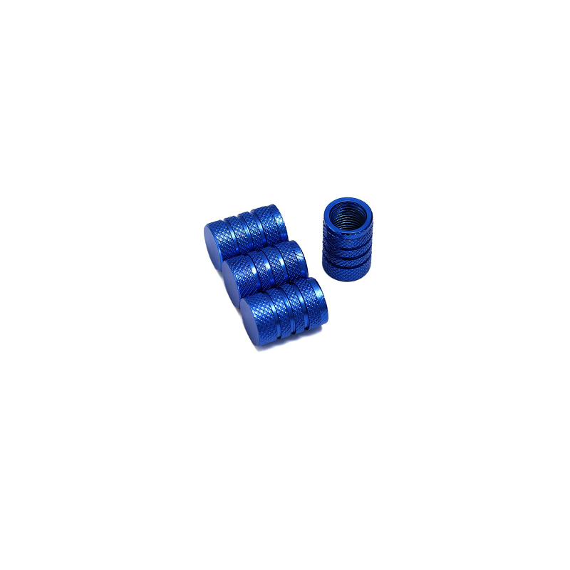 Bouchons de valves bleu saphir aluminium CNC