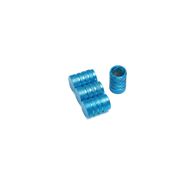 Bouchons de valves bleu azur aluminium CNC