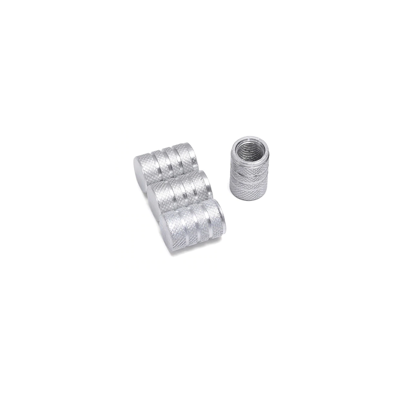 Bouchons de valves argent aluminium CNC