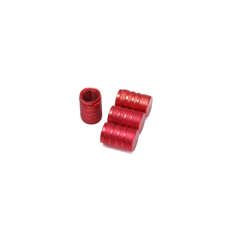 Bouchons de valves rouge aluminium CNC